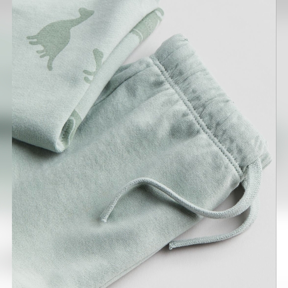 H&M Kids Matching Set in Light Green with Dinosaur Print - Picture 2 of 6